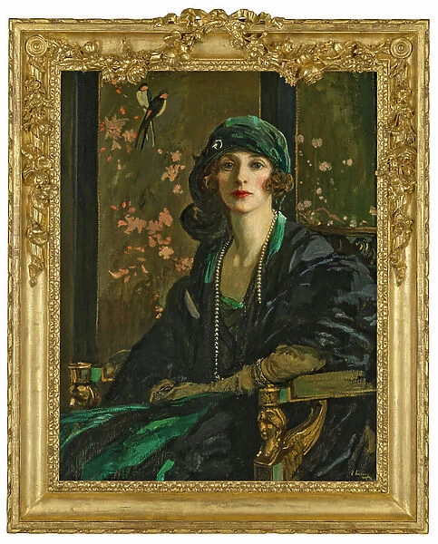 A Lady in Black and Green: Mrs Freda Dudley Ward, 1920 (oil on canvas)