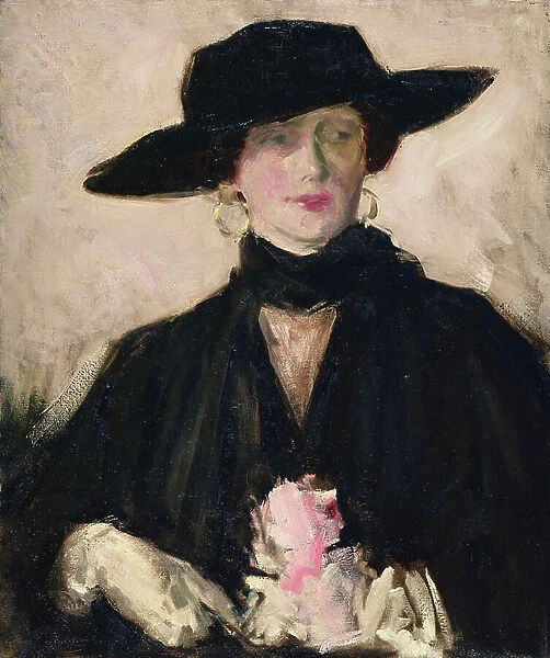 Lady in a Black Hat (oil on canvas)