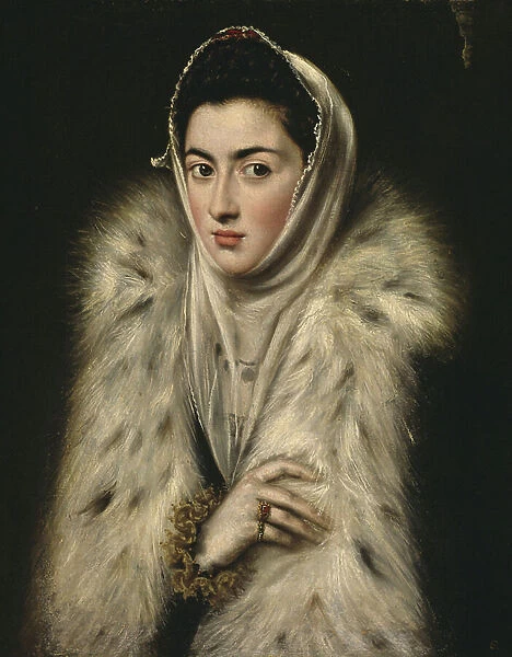 Lady in a Fur Wrap (oil on canvas)