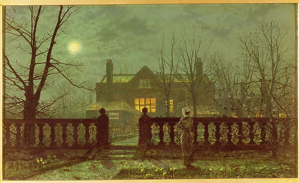Lady in a Garden by Moonlight, 1892 (oil on board)