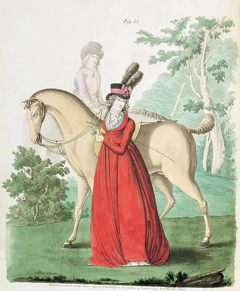 A Lady going out on horseback in riding dress from Nikolaus Heideloffs '