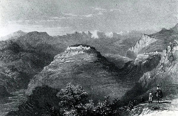 Lady Hester Stanhopes Residence at Joon, on Mount Lebanon, 1845 (litho)