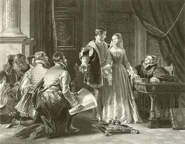 Lady Jane Greys reluctance to accept the crown (engraving)