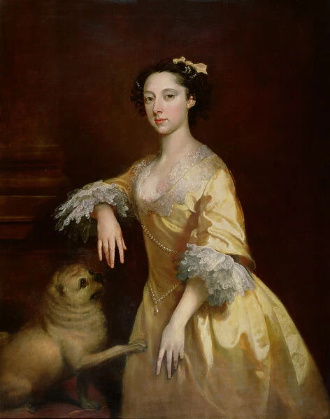 Lady with a Pug Dog (oil on canvas)