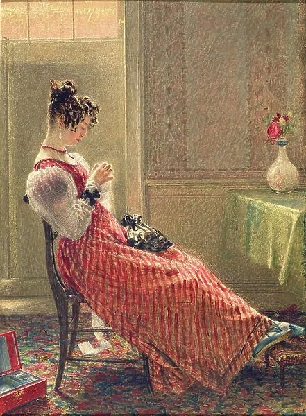 Lady Sewing, c. 1830 (w / c on paper)