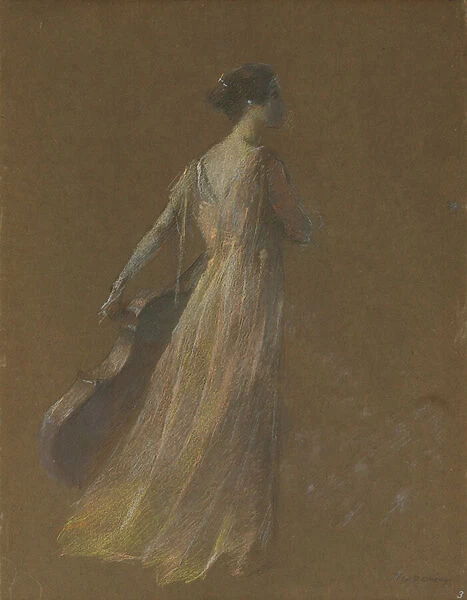 Lady Standing Holding a Cello (pastel on paper)