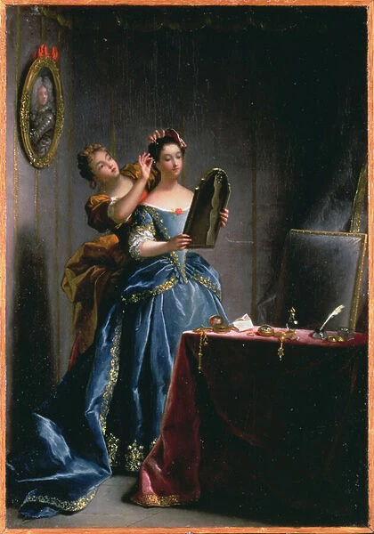 A Lady at her Toilet (oil on panel)
