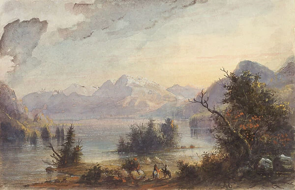 Lake Scene, Rocky Mountains, c. 1837 (w  /  c on paper)