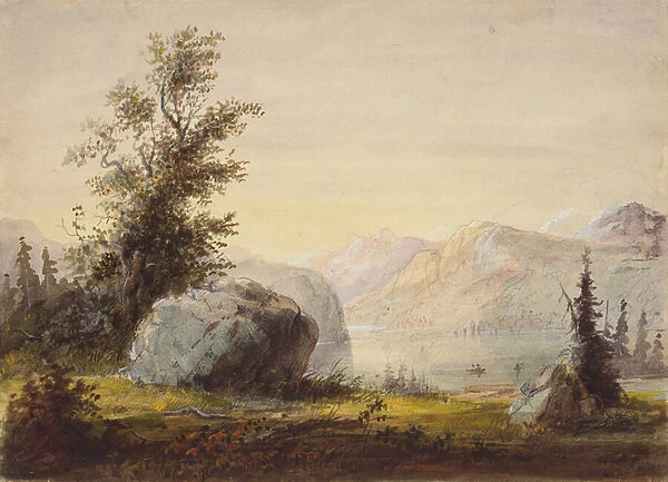 Lake, Wind River, c. 1837 (pencil, w  /  c and gouache on paper)
