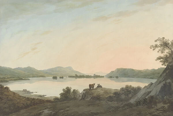 Lake Windemere from Calgarth with Belle Isle (w  /  c over graphite on paper)