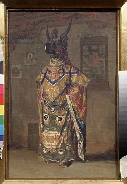 Un lama a une fete bouddhiste dans le monastere de Rumtek a Sikkim (Inde) (Lama at a Buddhist Feast in the Rumtek Monastery in Sikkim) - Peinture de Vasili Vasilyevich Vereshchagin (Vassili Verechtchaguine) (1842-1904), huile sur toile, 1874-1876