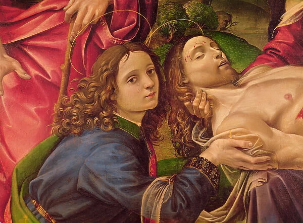 The Lamentation of Christ, detail of the head of Christ and St. John the Baptist