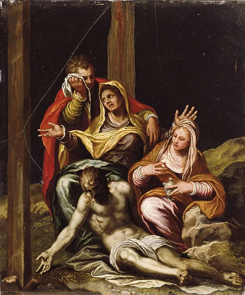 The Lamentation Over the Dead Christ (oil on slate)