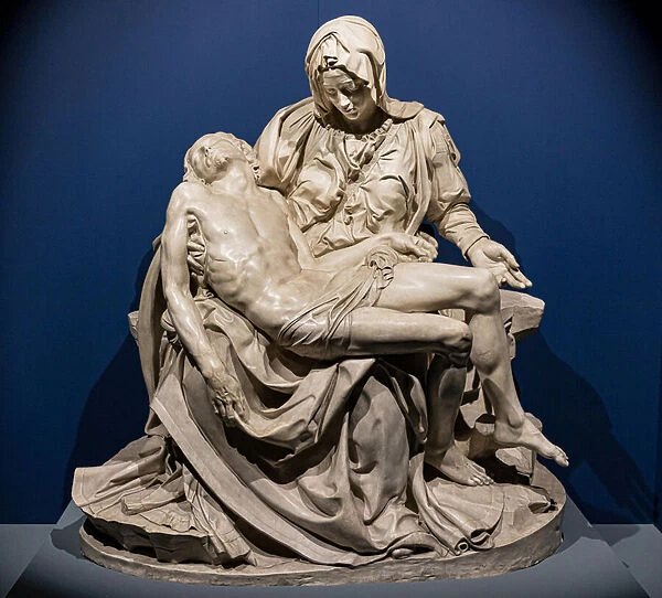 Lamentation, plaster cast of Michelangelos Pieta today in San Pietro. This cast was made by the marble restoration laboratory of the Vatican Museums in 1975