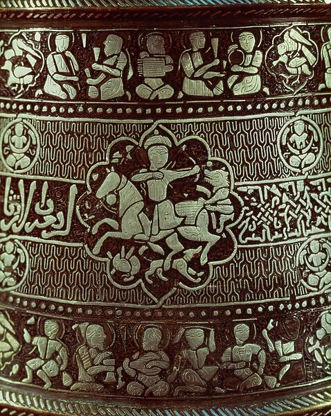 Detail from a lamp, from Egypt, 1282 (copper & silver)