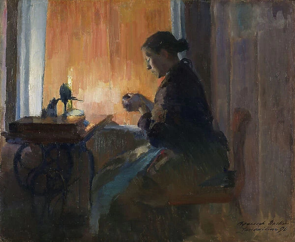 By Lamp Light, 1890 (oil on canvas)