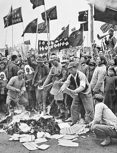 Land reform in Communist China - the burning of official documents, Shanghai
