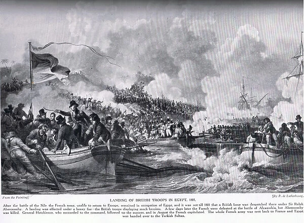The Landing of British Troops in Egypt in 1801, illustration from Hutchinson
