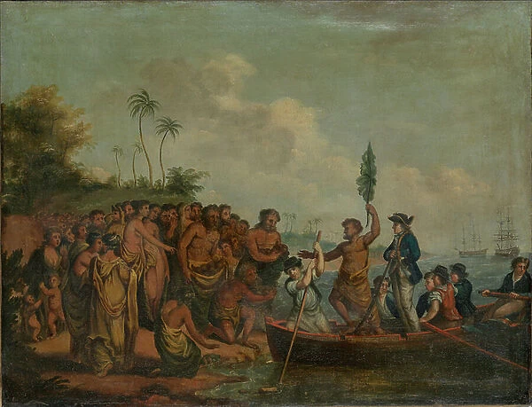 Landing of Captain Cook at Middleburg, Friendly Islands, 1774-97 (oil on canvas)
