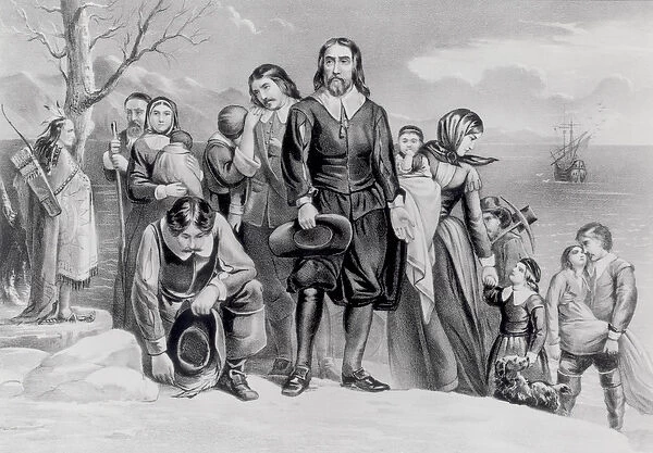 The Landing of the Pilgrims at Plymouth, Mass. Dec. 22nd, 1620, pub. 1876 (engraving)