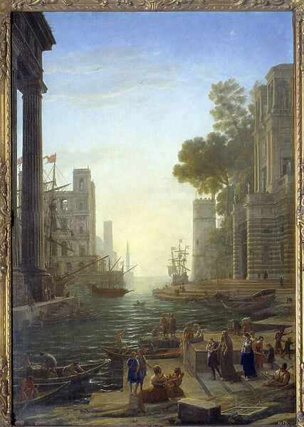 Landscape with the boat of Saint Paula Romana at Ostia. Saint Paula leaves her children to