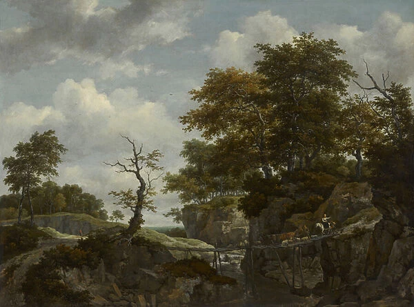 Landscape with Bridge, Cattle and Figures, c. 1660 (oil on canvas)