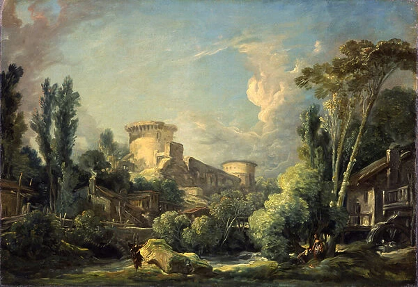 Landscape with Castle and Mill, c. 1765 (oil on canvas)