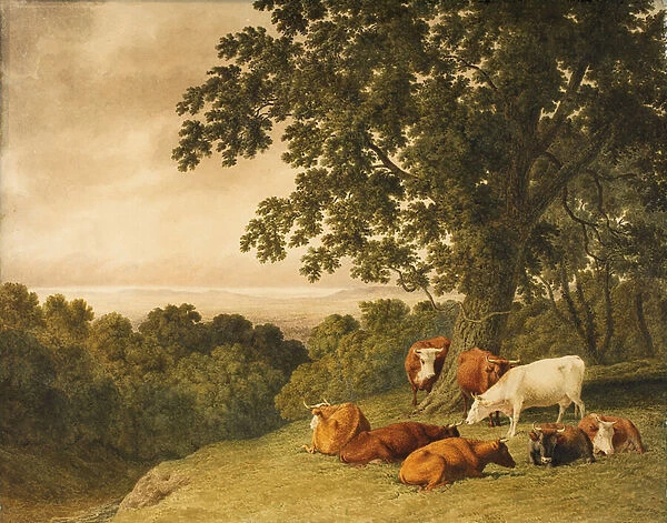 Landscape with Cattle, 1819 (w  /  c on paper)