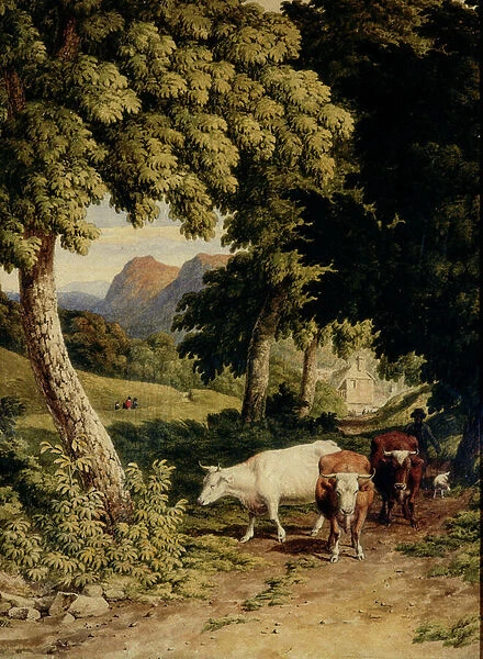 Landscape with Cattle and Herdsman, 1810 (Watercolour)