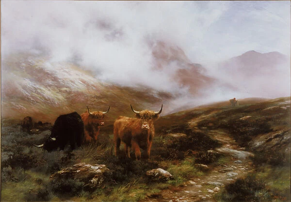 Landscape with Cattle (oil on canvas)