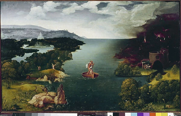 Landscape with Charon Crossing the Styx. (oil on wood, c. 1515-1524)