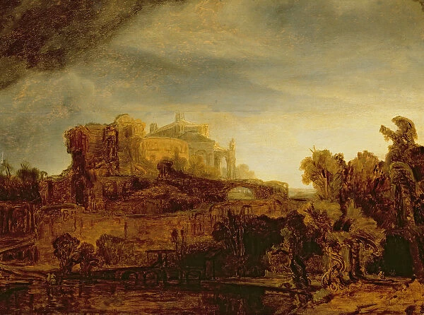 Landscape with a Chateau (oil on panel)
