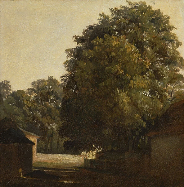 Landscape with Chestnut Tree (oil on board)