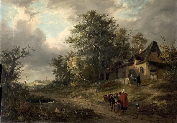 Landscape with Cottages and Tinker, 1828 (oil on canvas)