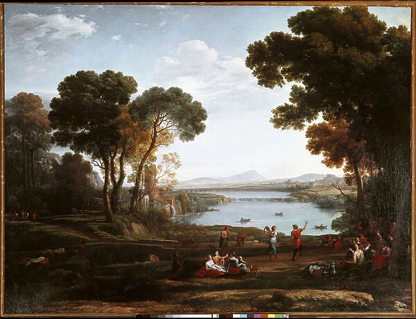 Landscape with dancing figures (oil on canvas, 1648)