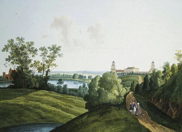 'Landscape with a Farm in the Park in Tsarskoye Selo'by Semyon Fyodorovich Shchedrin (Semion Chtchedrine) (1745-1804). Gouache and ink on paper, 1777, State Hermitage, St-Petersburg