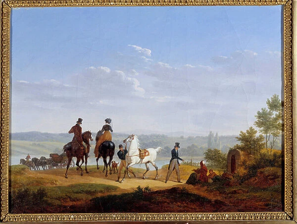 Landscape with Figures and Horsemen Painting by Jacques Francois Joseph Swebach