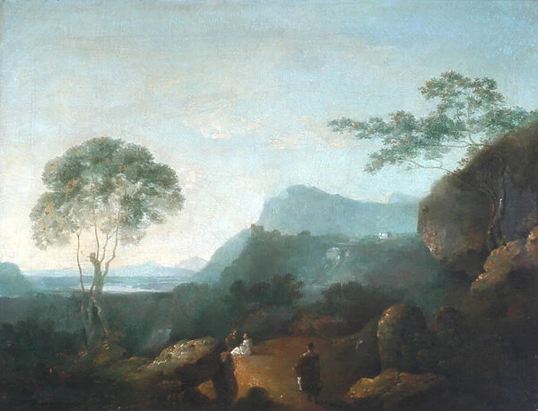 Landscape with figures (oil on canvas)
