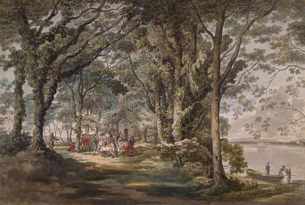 Landscape With Figures at an Open Air Meal, 1760-1782 (w  /  c over pencil on paper)