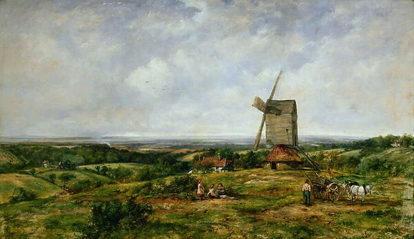 Landscape with Figures by a Windmill (oil on canvas)