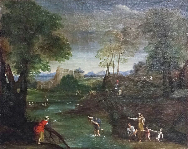 Landscape with Ford, (oil on canvas)