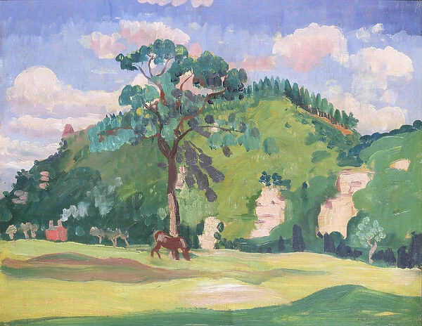 Landscape with a grazing horse, 1912-13 (oil on panel)