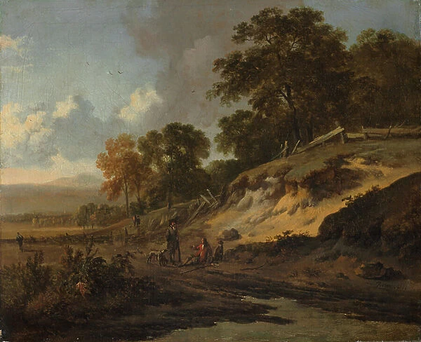 Landscape with Hunters, c.1660-80 (oil on canvas)