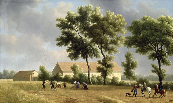 Landscape in Ile-de-France with Harvesters, 1802 (oil on canvas)