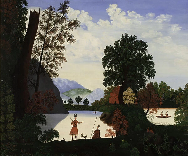 Landscape with Indians, 1880 (oil on canvas)