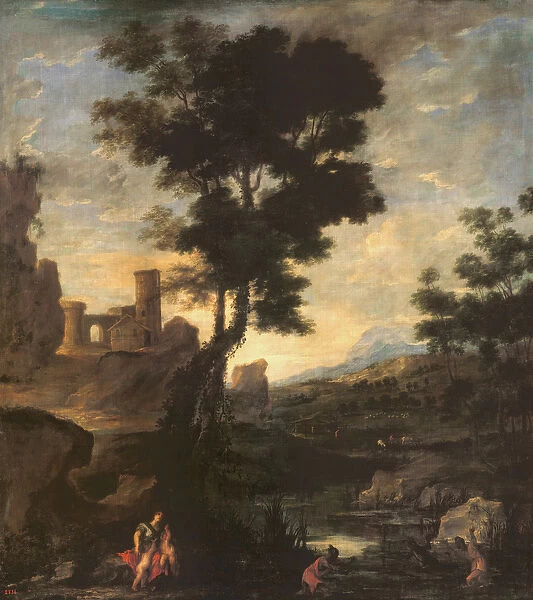Landscape with Leto and the peasants transformed into frogs (oil)