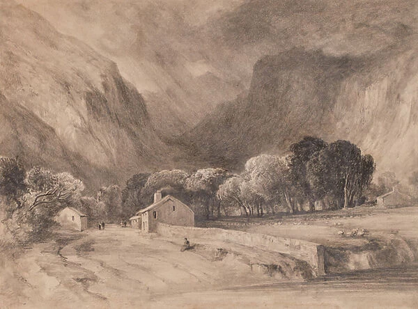 Landscape with mountains, 1810-65 (Pencil)