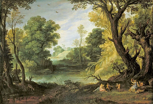 Landscape with Nymphs and Satyrs, 1623 (oil on canvas)