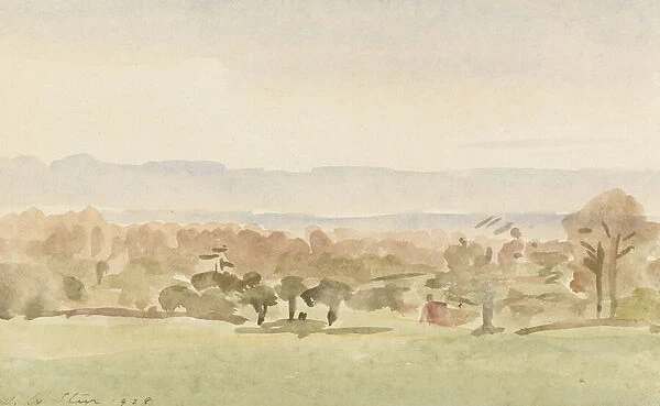 Landscape, possibly Framlingham, Suffolk (w  /  c on paper)