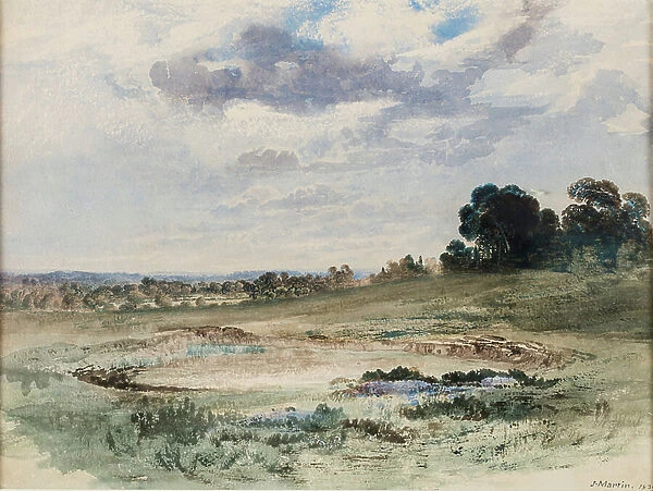 Landscape (Possibly Richmond Park, London), 1839 (watercolour on paper)